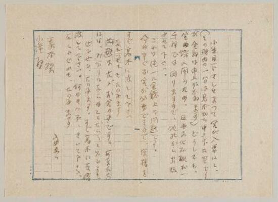 　坂口安吾が編集者に宛てて送った書簡（神奈川近代文学館提供）