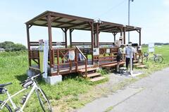 望遠鏡でひなをチェック