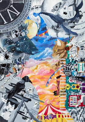 古田土さんの作品「あの日見た希望の空」（第82回全国教育美術展）