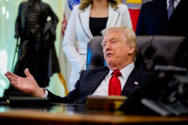 トランプ米大統領=6日、ワシントン(ゲッティ=共同)