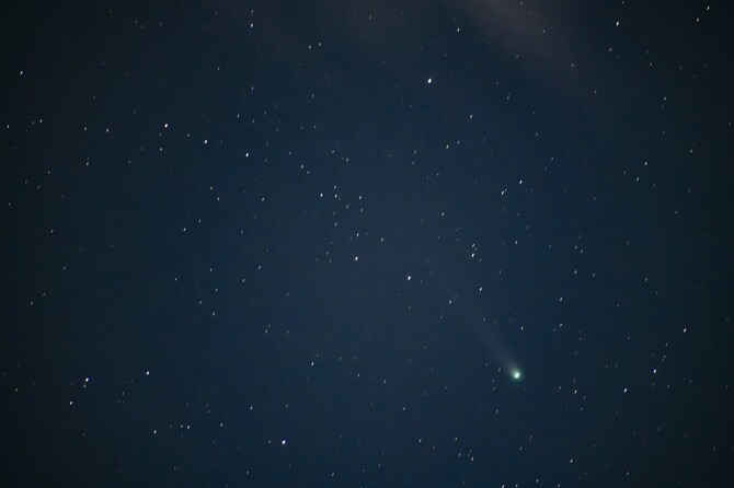 レモン彗星=12日午前4時40分、北山さん撮影