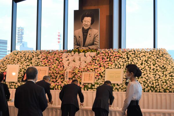 各界の関係者らが森山さんをしのんだお別れの会＝４日午前、東京都千代田区の東京会館