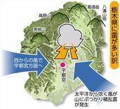栃木県は雷多い？　春夏は日本一　年間通して最多は冬も多い北陸