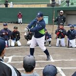 講師は元ヤクルト監督真中さん　大田原で野球教室　プロの技、地元児童に伝授