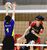 県男子秋季交流交流大会　横川西クラブ－佐野中央クラブ決勝　第２セット、横川西クラブ・中村がスパイクを決める