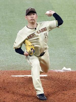 ソフトバンク戦に先発し、リーグトップの10勝目を挙げた日本ハム・加藤貴=エスコンフィールド