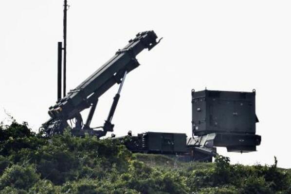 　航空自衛隊宮古島分屯基地に展開する地対空誘導弾パトリオット（ＰＡＣ３）＝２０２３年、沖縄県宮古島市