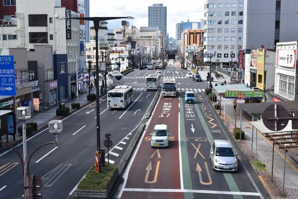 県都の玄関口であるＪＲ宇都宮駅西側の大通り。ＬＲＴ延伸事業がいよいよ本格化する