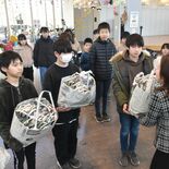 新聞紙のエコバッグ111個 黒磯小児童が心込め制作 野菜など購入したら…