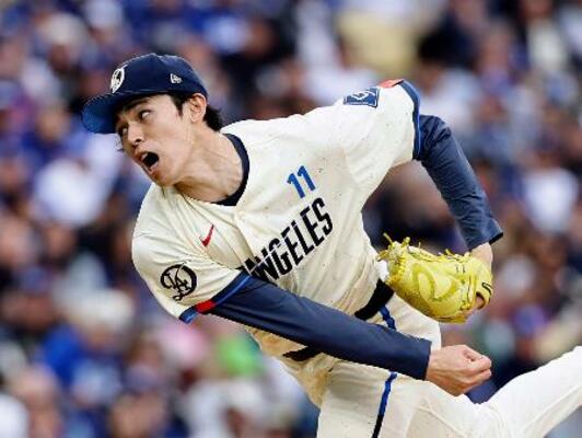　カブス戦に先発したドジャース・佐々木＝ロサンゼルス（共同）