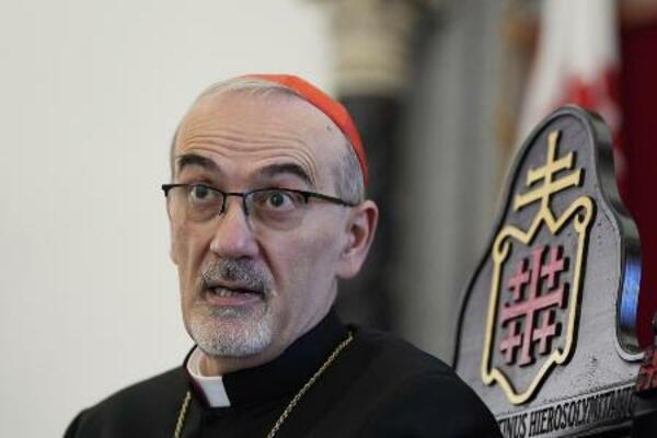 　ローマ・カトリック教会のエルサレム・ラテン典礼総大司教を務めるピッツァバッラ枢機卿＝昨年１０月、エルサレム旧市街