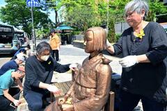 少女像周辺の防護柵撤去
