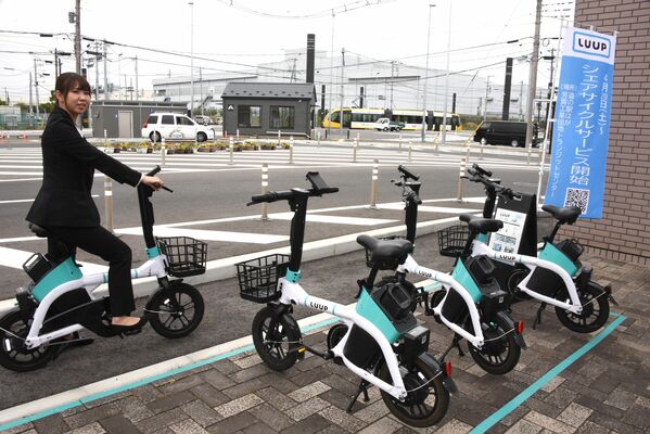 芳賀工業団地ＴＣに設けられたシェアサイクルの駐車場