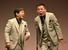　漫才を披露する「爆笑問題」の田中裕二（左）と太田光＝東京都内