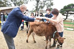 児童ら別れ惜しむ　育てた子牛の卒業式