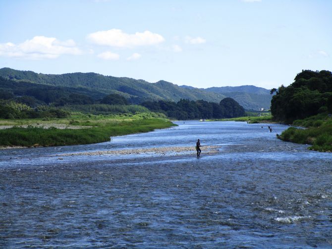 穏やかな流れの那珂川