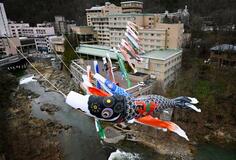 こいのぼり、春風に舞う