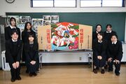 健康願い白馬の大絵馬　佐野東高美術部、浅沼八幡宮に奉納