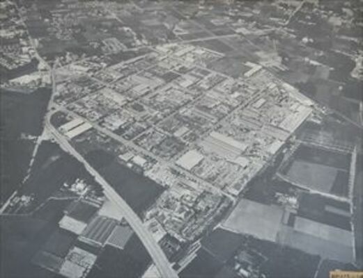 １９７２年１０月の鹿沼木工団地（鹿沼木工団地協同組合提供）