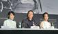 第79回カンヌ国際映画祭で記者会見する(左から)松たか子、深田晃司監督、石橋静河=5月、フランス・カンヌ(共同)