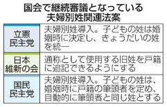 【新政権の課題】４－４＜選択的夫婦別姓＞臨時国会での実現遠のく