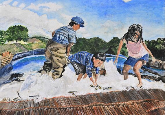 大賞に輝いた河野辺朋加さんの絵画「夏のひととき」