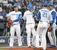 　２回、満塁のピンチで孫易磊（左端）の元に集まる日本ハムナイン＝エスコンフィールド