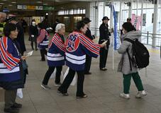 駅利用者らに火災予防訴え