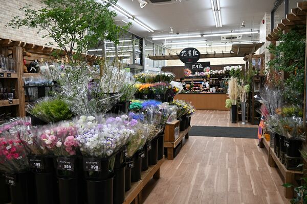 リニューアルに伴い売り場を拡大したカンセキ西川田店の「花屋敷」＝12日午後、宇都宮市