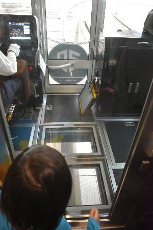 　運転席横の床に、真下を見下ろせる窓がある