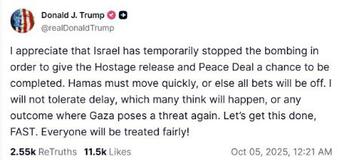 イスラエルは「爆撃停止」