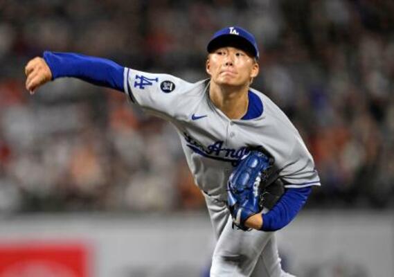 　ジャイアンツ戦に先発したドジャース・山本＝サンフランシスコ（共同）