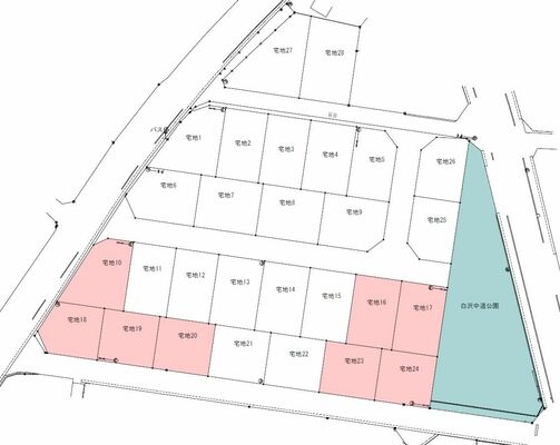 旧河内町庁舎跡の区割り予定図