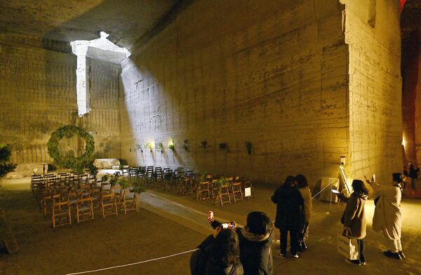 ４月５日まで公開が予定されている大谷資料館最深部の非公開エリア＝14日午前11時40分、宇都宮市大谷町