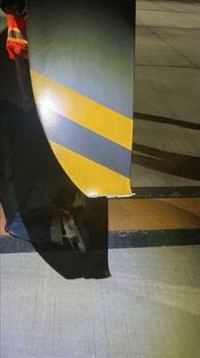 　海上保安庁の大型無人航空機「シーガーディアン」のプロペラ。北九州空港の滑走路に接触して損傷した（海上保安庁提供）