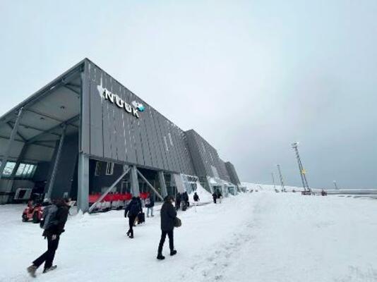 　デンマーク政府が滑走路破壊計画を立てていたとされるグリーンランド中心都市ヌークの空港＝１月（共同）