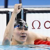 夢に見た舞台　競泳松下選手、パリオリンピック男子400個人メ　全体５位で決勝進出