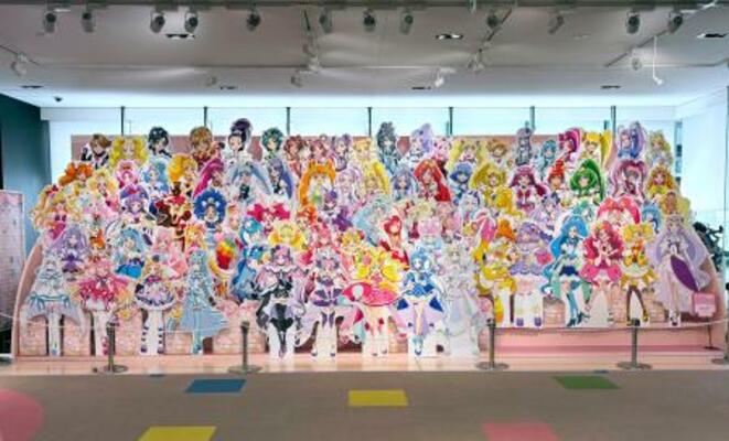 　東映アニメーションミュージアムの「プリキュアシリーズ」のキャラクターが勢ぞろいした展示＝東京都練馬区（（Ｃ）ＡＢＣ―Ａ・東映アニメーション）