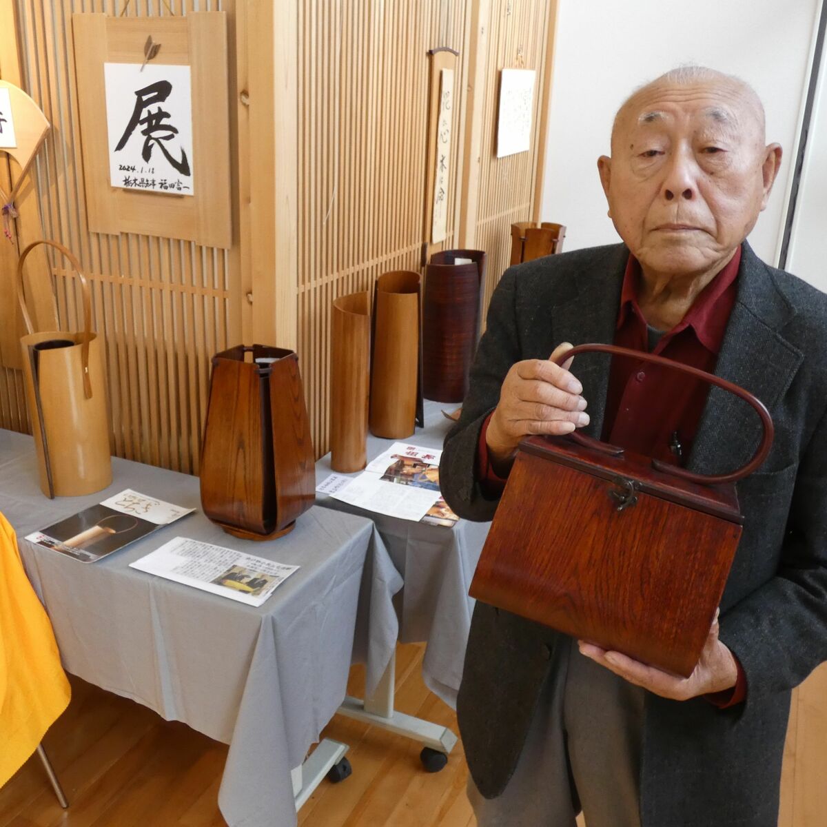 木がつくる柔らかな美 宇都宮で曲げ物展 伝統工芸士村田さんの50