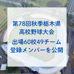 秋季栃木県高校野球大会、出場60校49チームの登録メンバーを公開