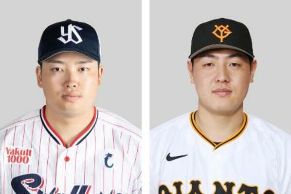 (左から)ヤクルトの村上宗隆内野手、巨人の岡本和真内野手