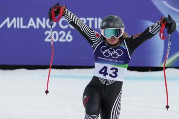 アルペンスキー女子スーパー大回転で26位だったサラ・シュレペル=12日、コルティナダンペッツォ(AP=共同)