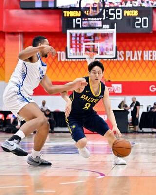 　ティンバーウルブズ戦で攻め込むペーサーズの河村＝ラスベガス（ＮＢＡＥ・ゲッティ＝共同）