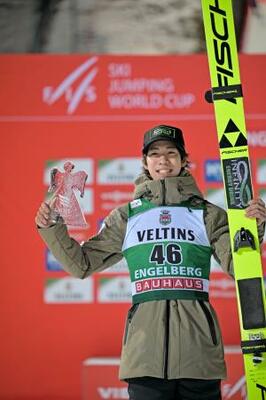 　Ｗ杯ジャンプ男子個人第１０戦で３位に入った二階堂蓮＝エンゲルベルク（共同）