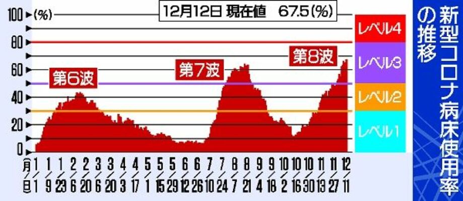 新型コロナ病床使用率の推移