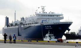 捕鯨母船が山口・下関に帰港