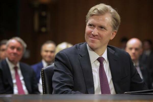 米国のコルビー国防次官=昨年3月(ゲッティ=共同)