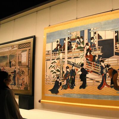 栃木市美術館で展示されている「深川の雪」の高精細複製画＝１１月６日掲載