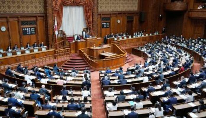 改正個人情報保護法を可決、成立した参院本会議=10日午前