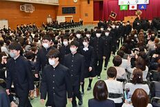 栃木県立高など入学式　創立100年の宇工高、マスク姿で入場